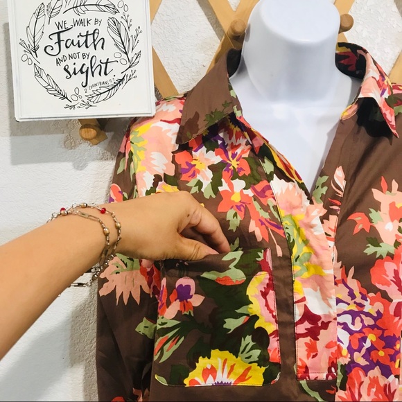 Soft Surroundings "Flora Tunic" Brown Floral Sz PL - Picture 4 of 10